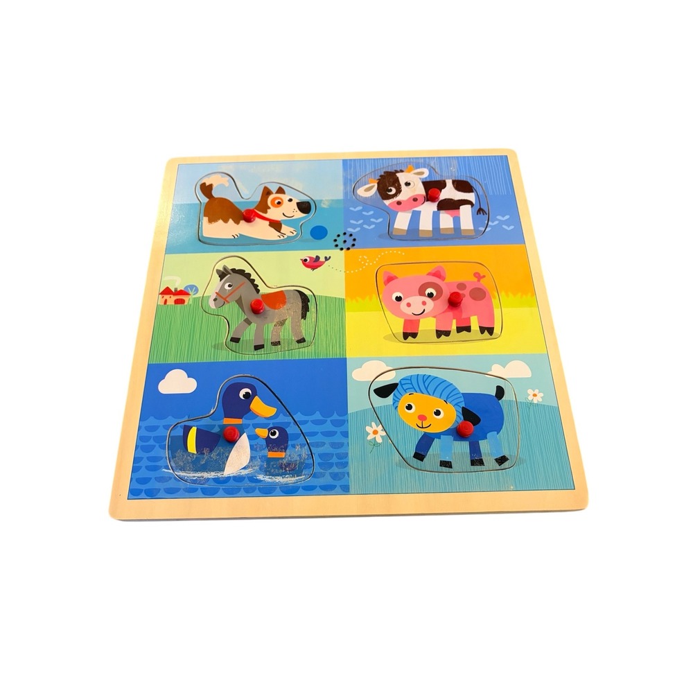 Toys‎ "R" Us Wooden Sound Peg Puzzle Farm Animals Toddler Toy